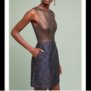 Anthropologie Hutch Lina Metallic Cocktail Dress